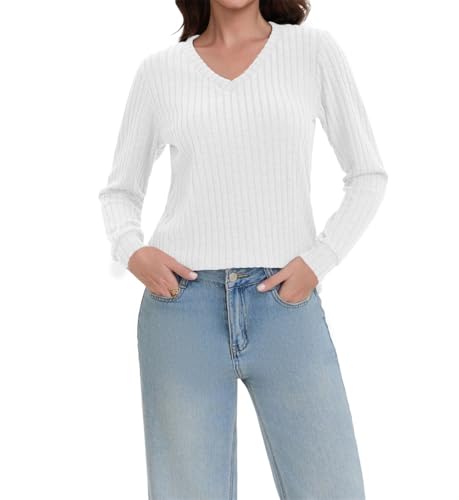 Detalle de Haslike T-shirt col V côtelé femme