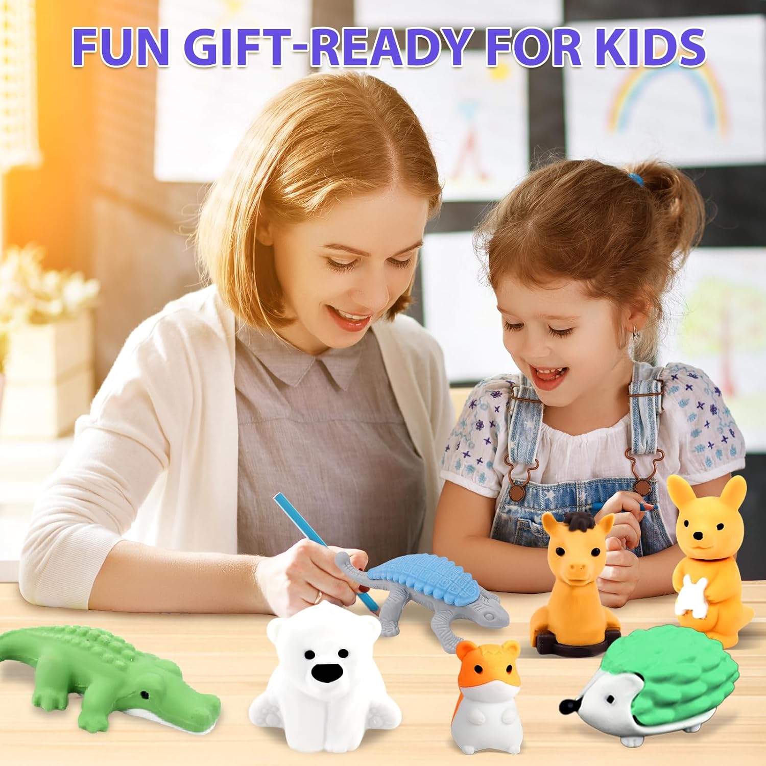 Thumbnail 2 de URSKYTOUS 34-Piece Animal Erasers bulk pack 🧸