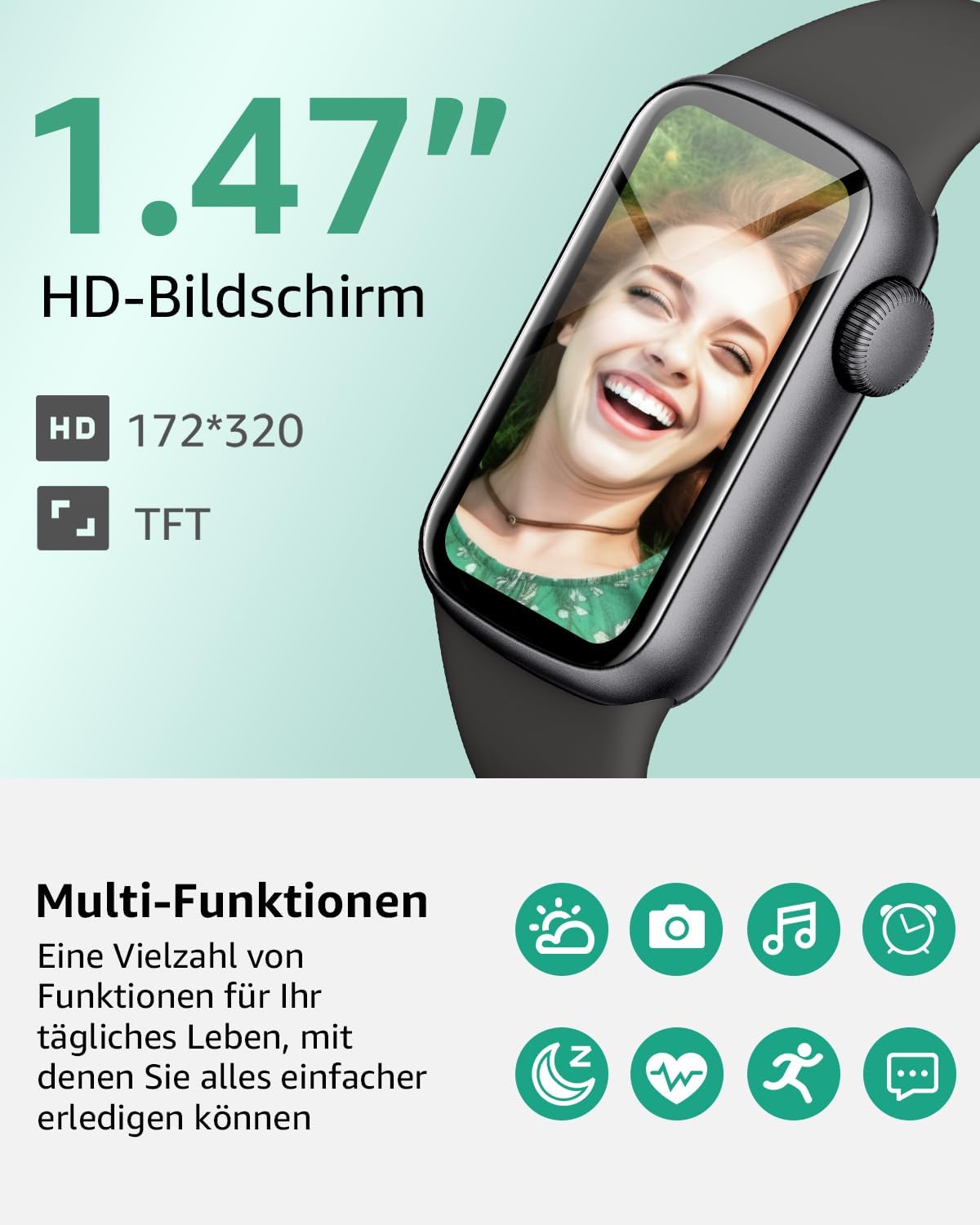 Thumbnail 1 de BUTFORFIT Fitness Tracker – 1,47 Zoll HD-Display, 130+ Modi, IP68 Wasserdicht, Schlafmonitor & mehr