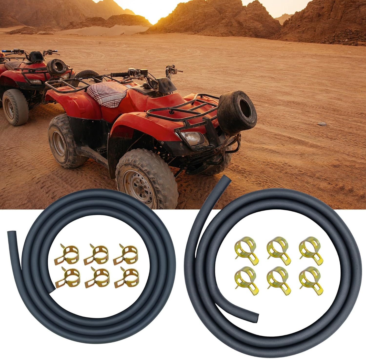 Detalle de Strongthium 3/16" & 1/4" Gas Fuel Line Hose Set with Clamps for Small Engines and Lawn Equipment