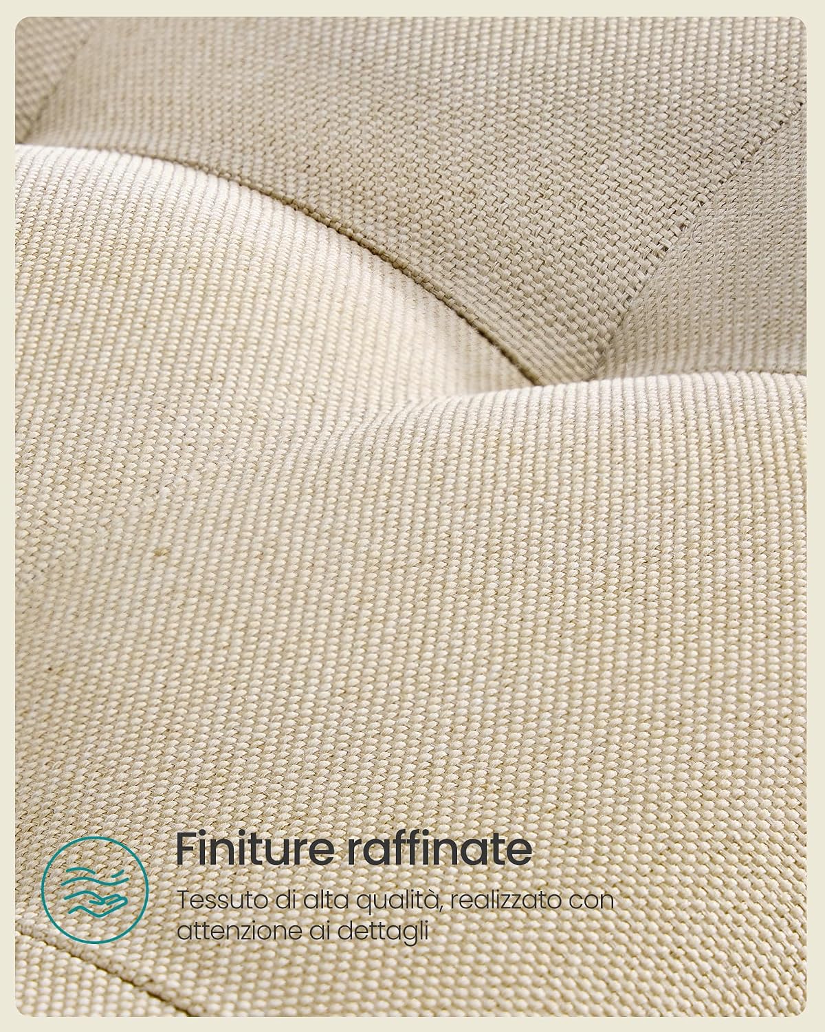 Thumbnail 5 de SONGMICS Sgabello Poggiapiedi con Pouf Contenitore Lino sintetico, Beige Sabbia/Nero Inchiostro – LOM502LF01