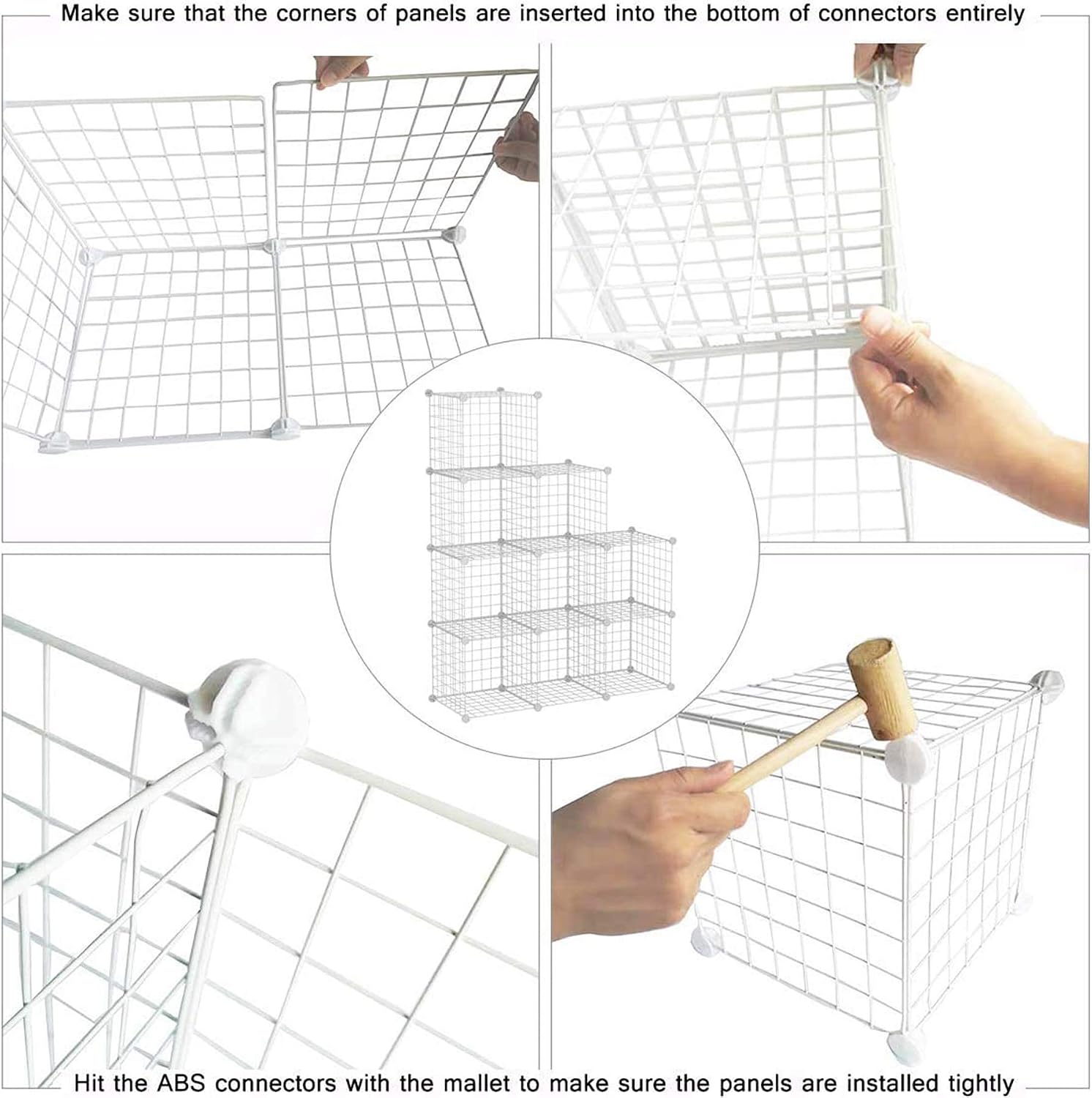Thumbnail 6 de C&AHOME 9-Cube Wire Storage Organizer, White Metal Modular Shelf