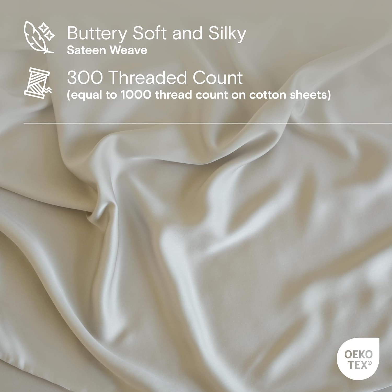 Thumbnail 2 de DOZ Sheet Set: 100% Bamboo Viscose, Organic, Cooling, 16" Deep Pockets – Queen Sand
