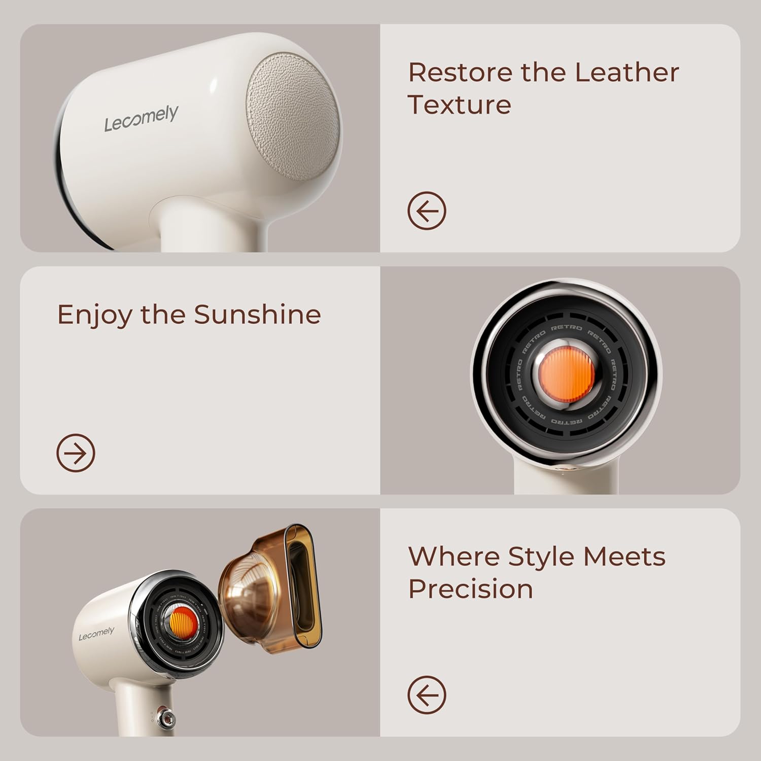 Thumbnail 2 de Lecomely Retro High Speed Hair Dryer (110,000 RPM) with Ionic Anti-Frizz & Travel-Ready Design