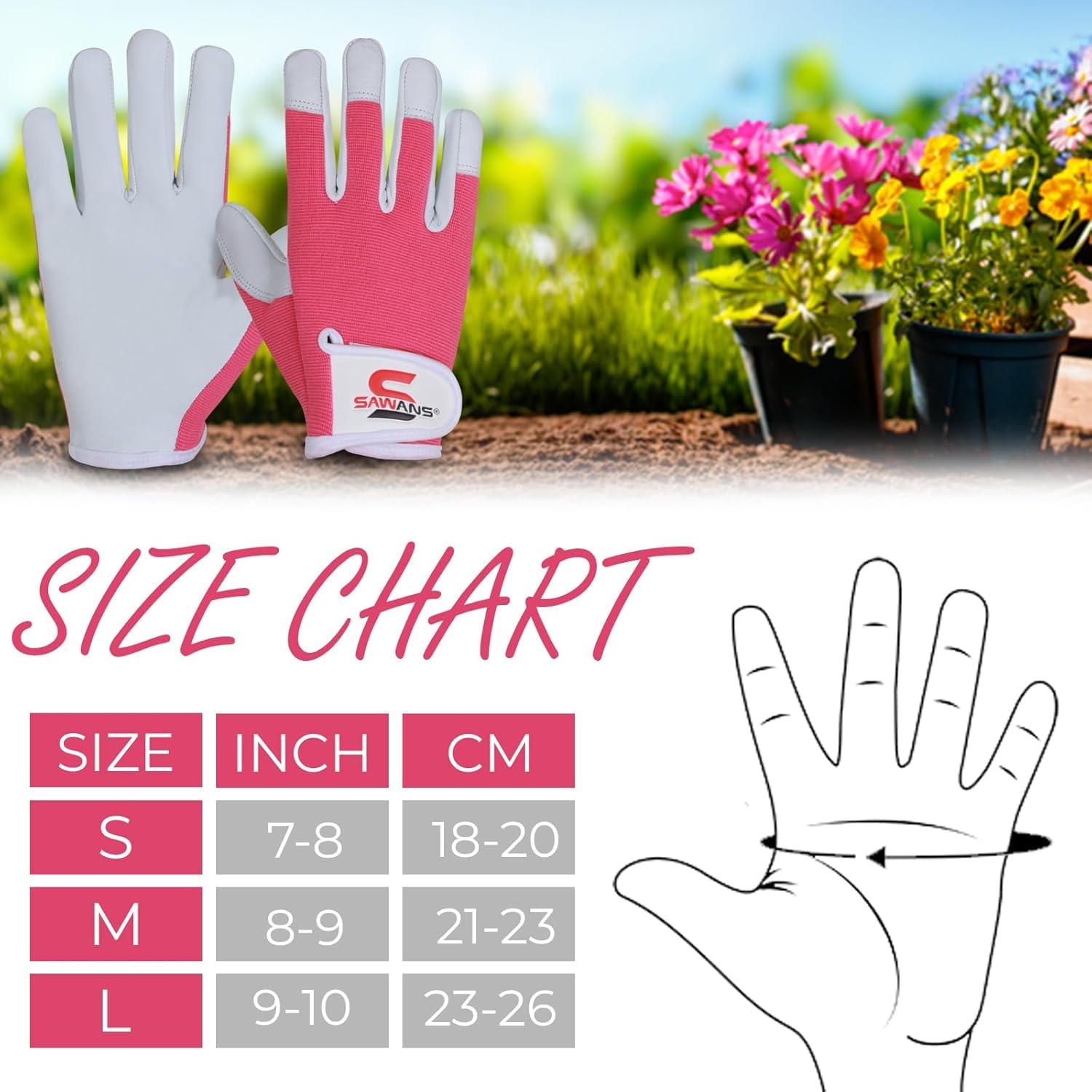 Thumbnail 5 de SAWANS leather gardening gloves for men & women – thorn proof work gloves (Pink, M, pack of 1)