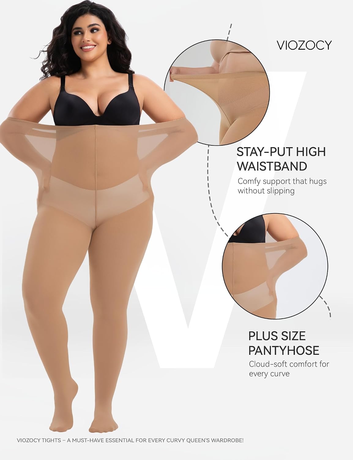 Detalle de Viozocy Collant Donna Taglie Forti Vita Alta XL‑4XL