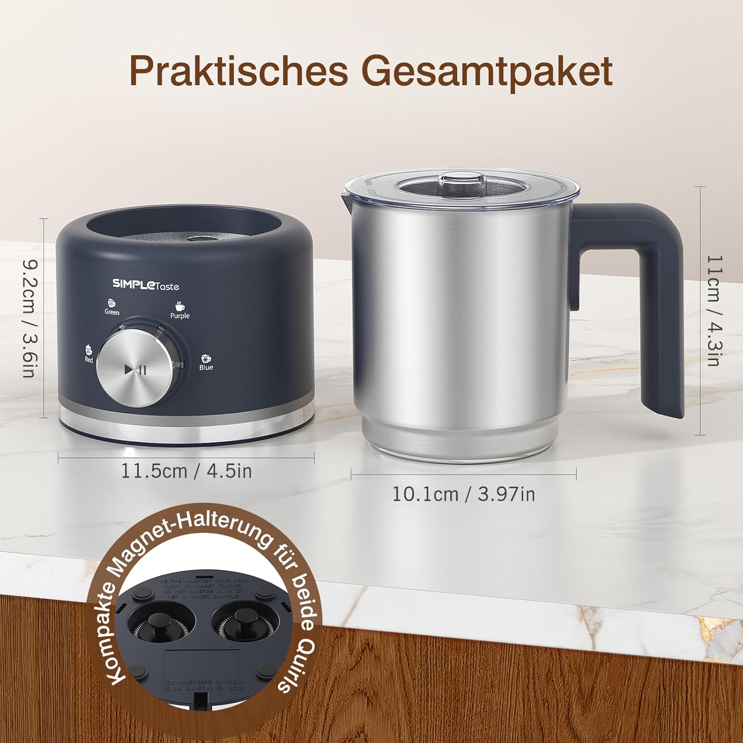 Thumbnail 5 de SIMPLETASTE Milchaufschäumer Elektrisch 4-in-1, 600 W – Edelstahl, 250–500 ml, spülmaschinengeeignet