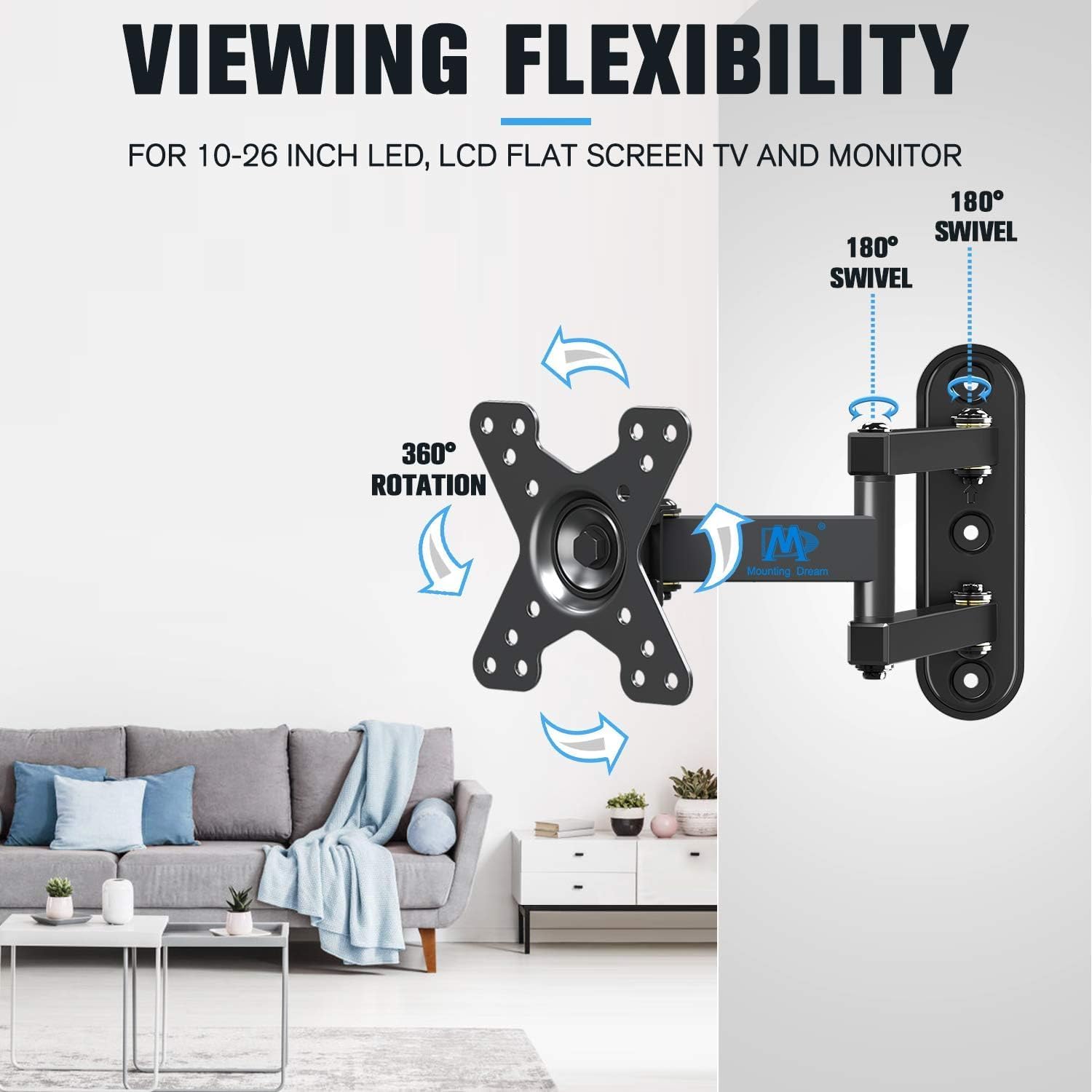 Detalle de Mounting Dream MD2463-02 swivel TV mount 26-inch