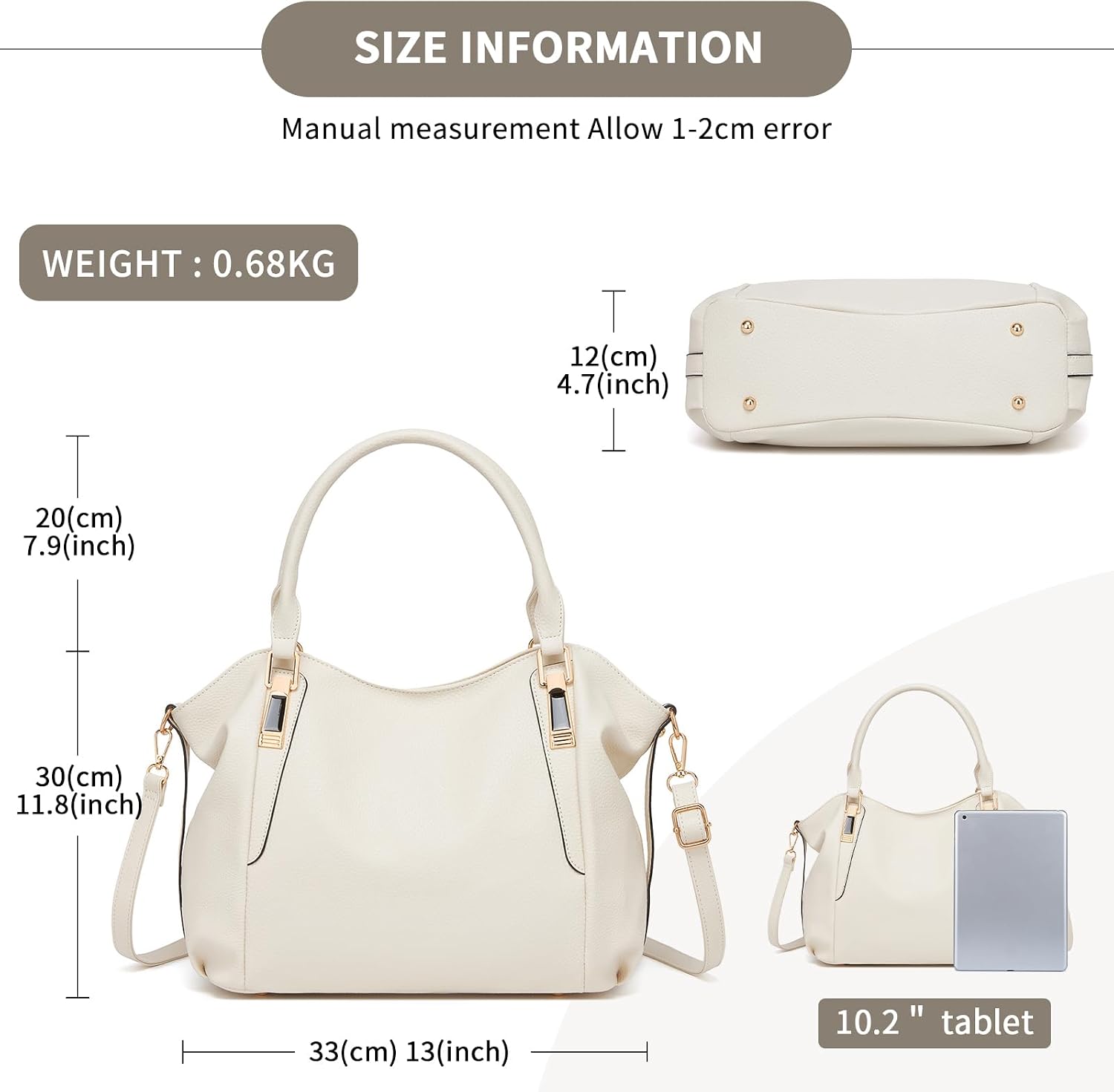 Detalle 2 de Miss Lulu Sac à main pour femme – Grand cabas en PU souple, taille moyenne
