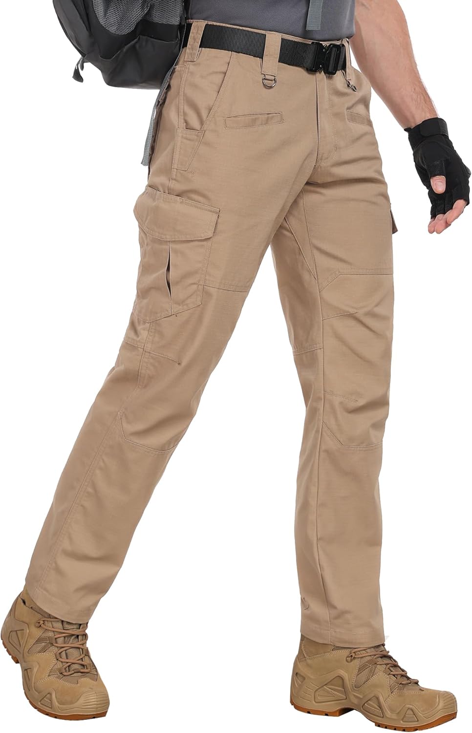 Detalle de Zoofly Men's Cargo Pants Ripstop Water Resistant Hiking Work Pants – 9-Pocket Tactical, Elastic Waist (No Belt)