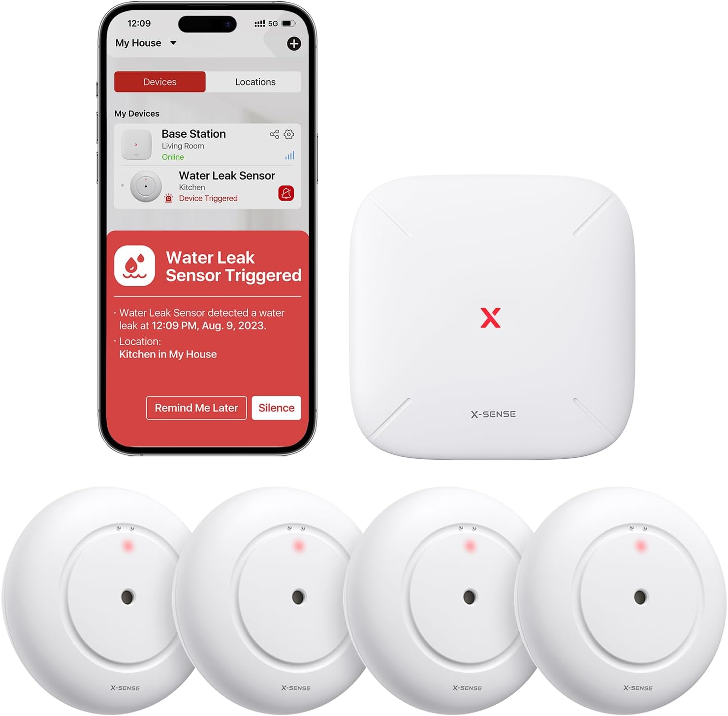Detalle de X-Sense SWS55 sensore acqua WiFi 110 dB