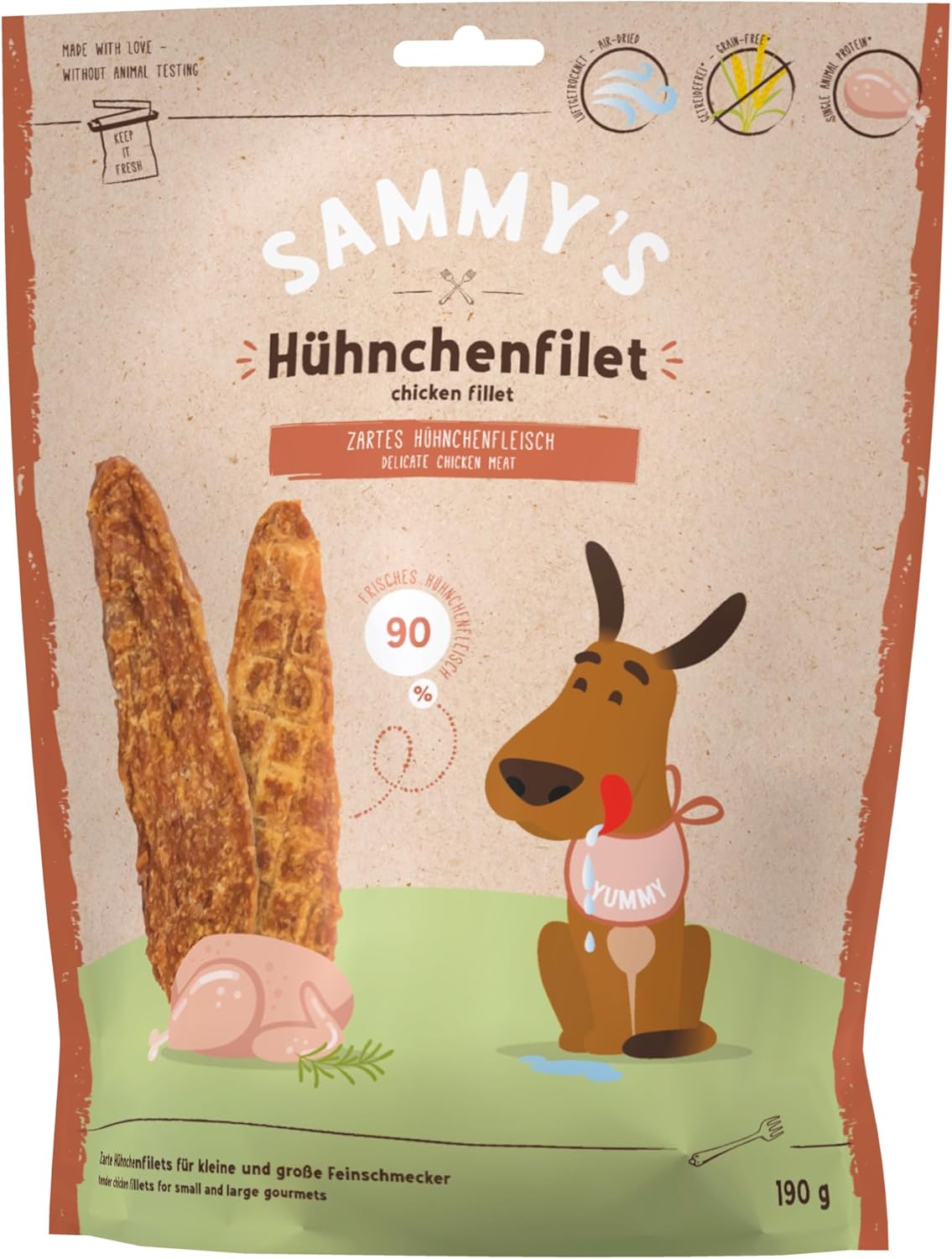 Detalle 2 de Sammy Lot de 6 sachets de Filet de Poulet 190 g — pépite pour gourmets canins à partir de 12 mois