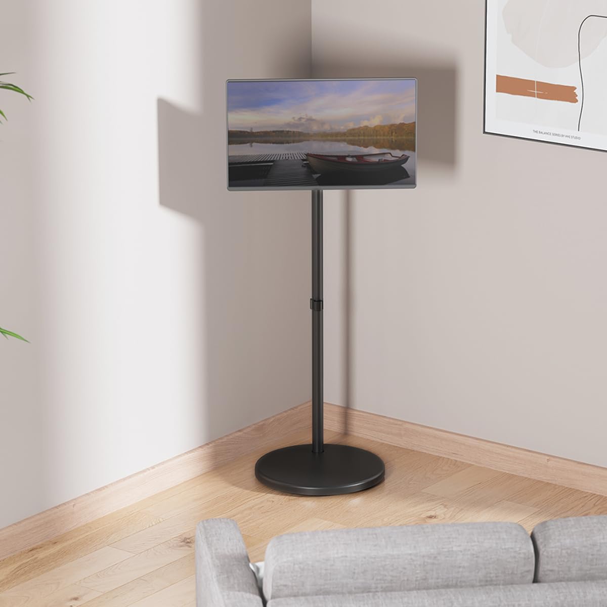 Detalle 2 de mywall TV-Ständer HT34L – mobiler TV-Ständer für 17–35 Zoll, höhenverstellbar, mit Federsystem und 2–10 kg Traglast