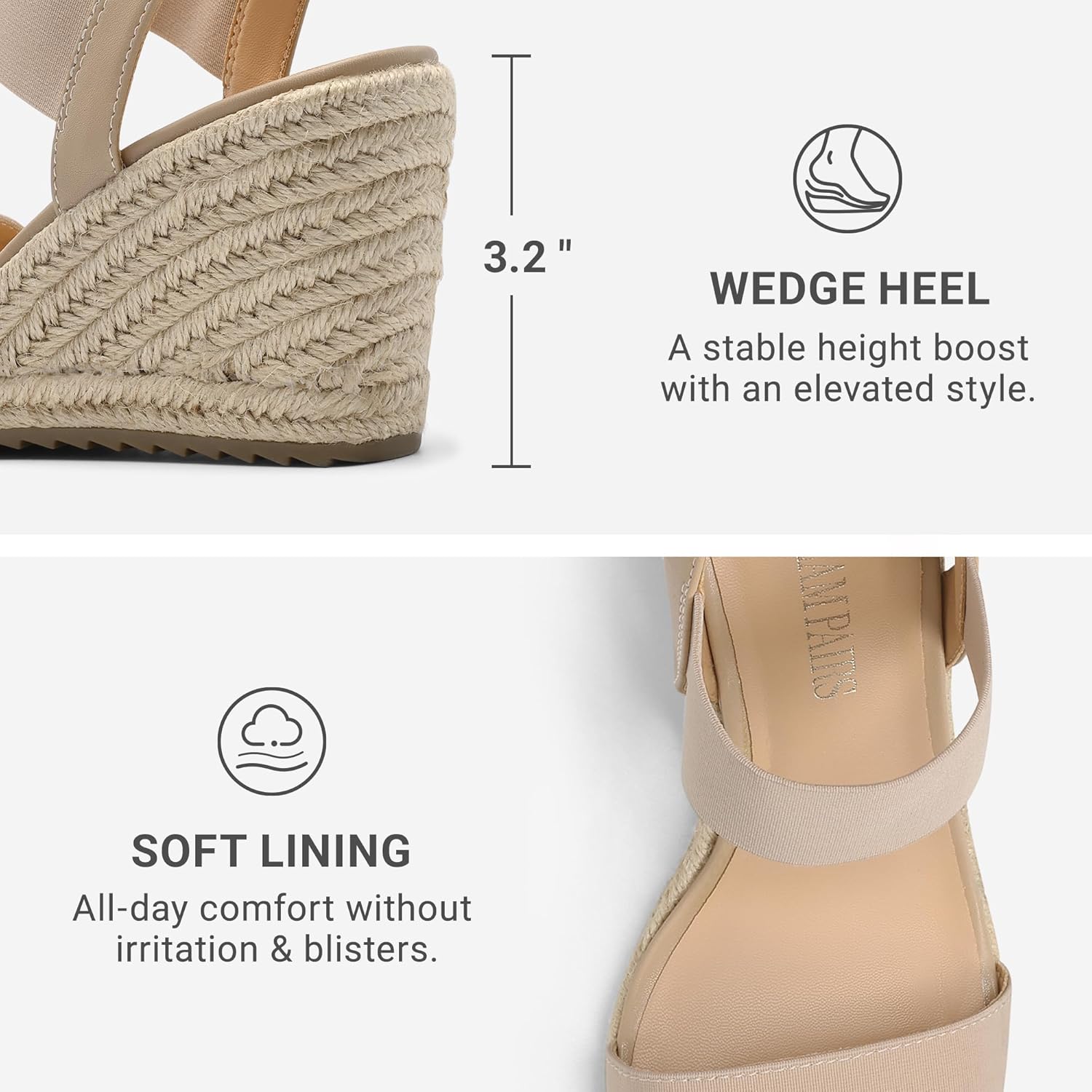 Thumbnail 4 de DREAM PAIRS Women’s Open Toe Espadrilles Platform Wedge Sandals with Elastic Ankle Strap