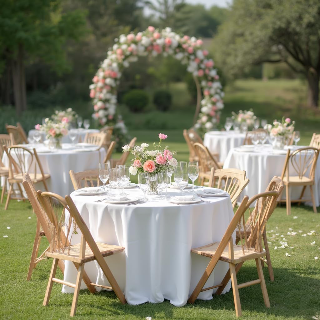 Detalle de sancua 90 Inch Round Tablecloth White 8-Pack