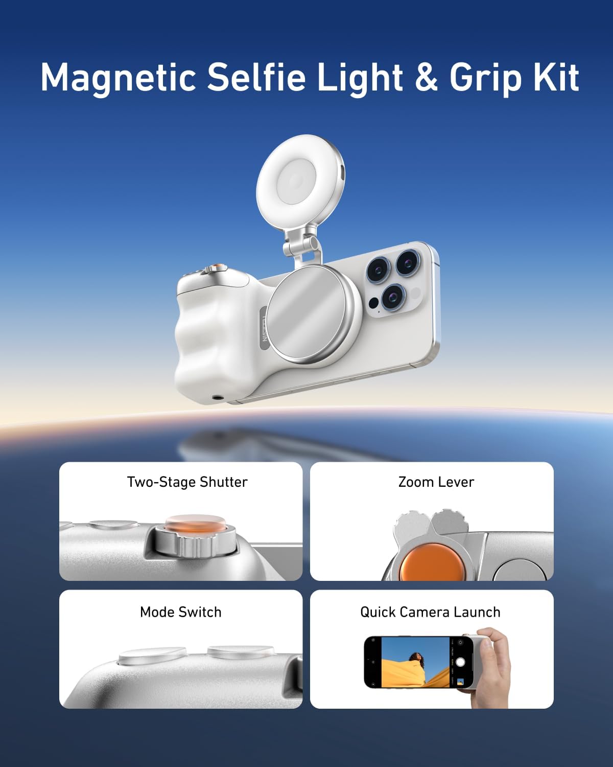 Detalle 1 de TELESIN Fun Shot Magnetic Phone Grip 2‑in‑1