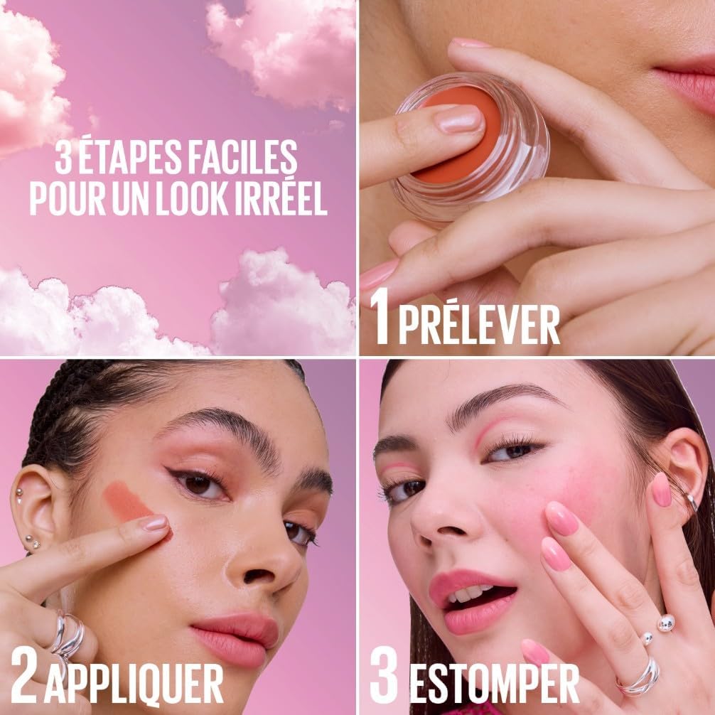 Detalle de Maybelline New York Cloudtopia — blush en mousse multi-usage pour joues & lèvres, fini mat flouté, teinte 04 Pink Daydream