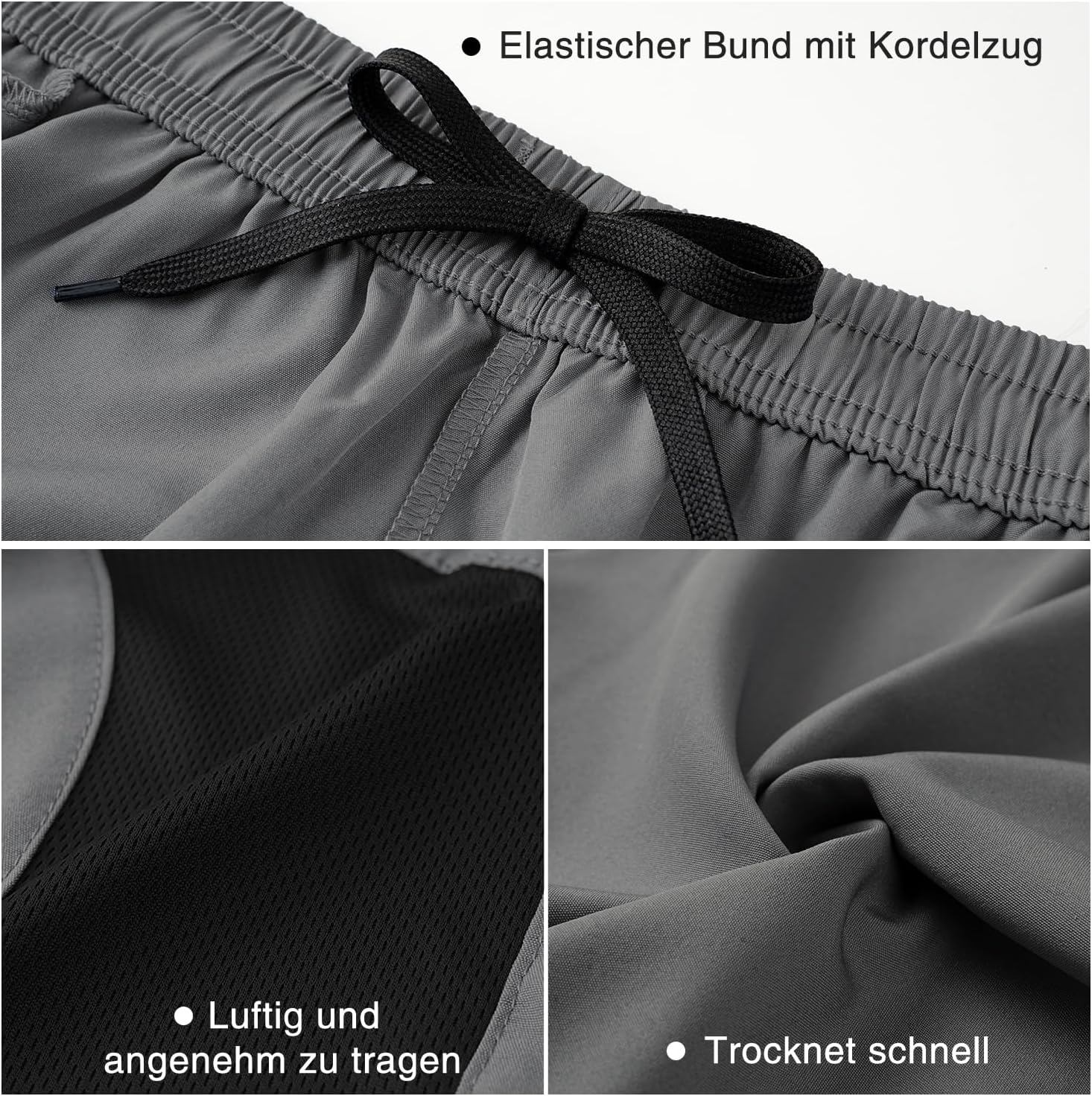 Thumbnail 4 de HMIYA Herren Sport Shorts Schnell Trocknend – Kurze Hose mit Reißverschlusstaschen