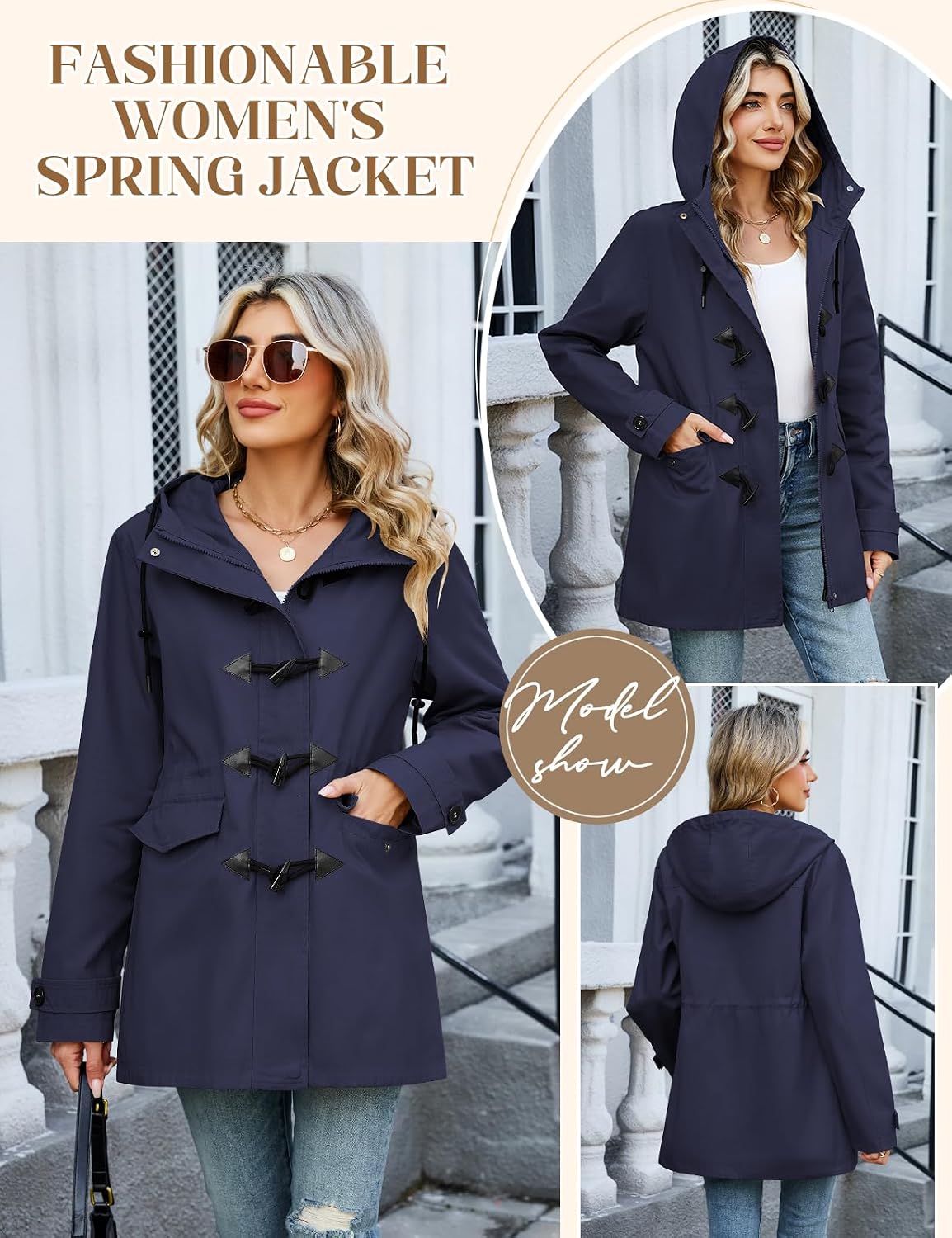 Thumbnail 1 de Yuson Women’s Lightweight Transition Jacket UK – Cotton Spring Coat with Hood and Drawstring