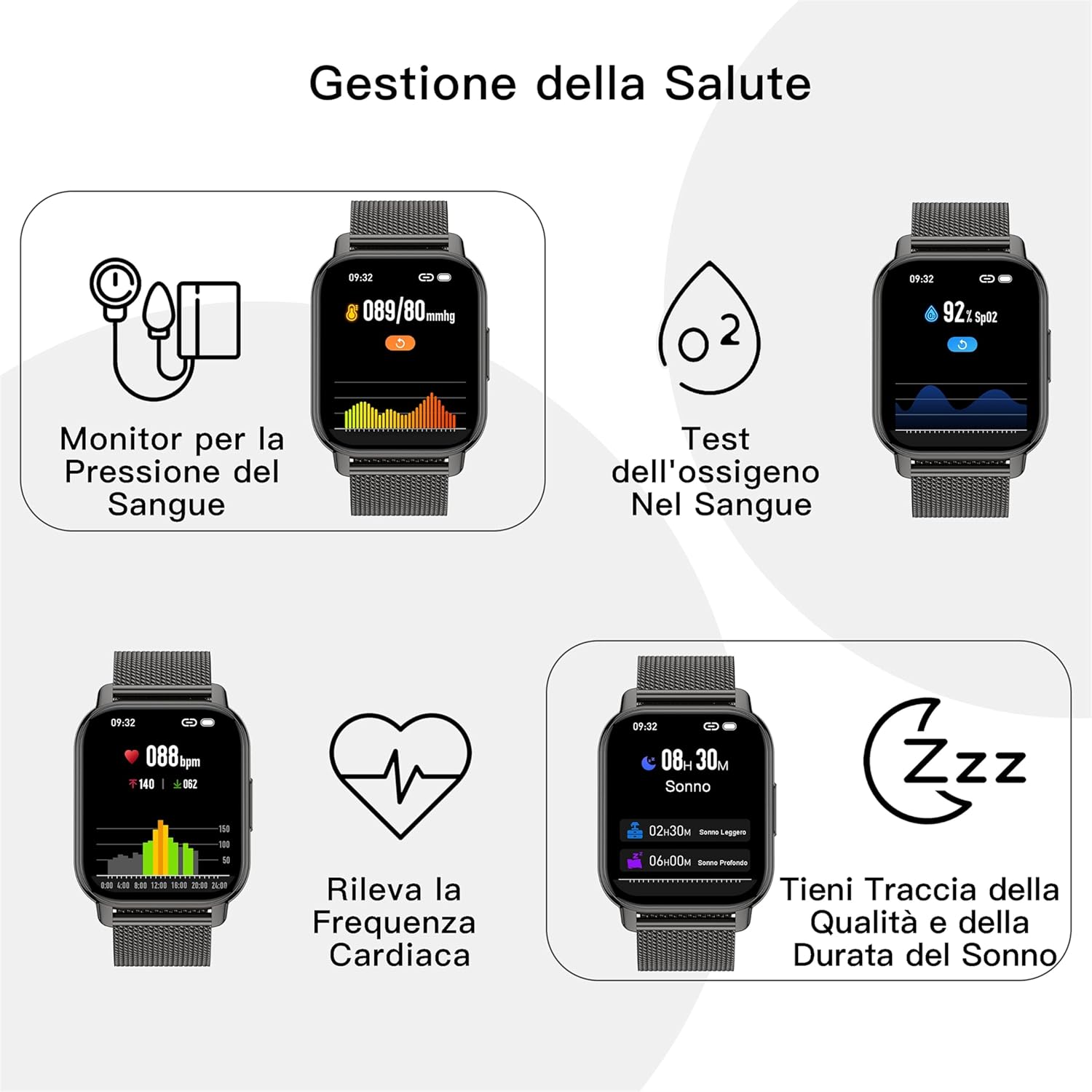 Thumbnail 3 de Popglory Smartwatch Uomo Donna con chiamate e WhatsApp, AI, contapassi e monitoraggio salute 24/7
