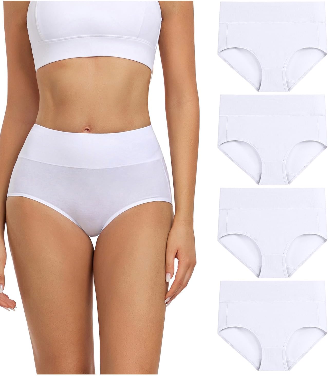 Detalle 2 de Wirarpa Cotton High-Waist Women's Underwear, Pack of 4 🩲