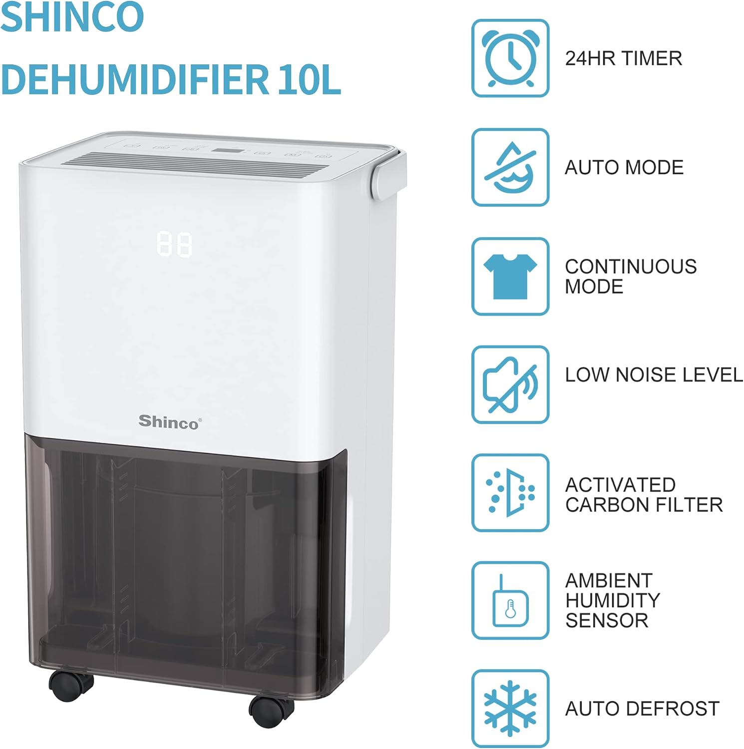 Detalle 2 de SHINCO 10L dehumidifier with continuous drain