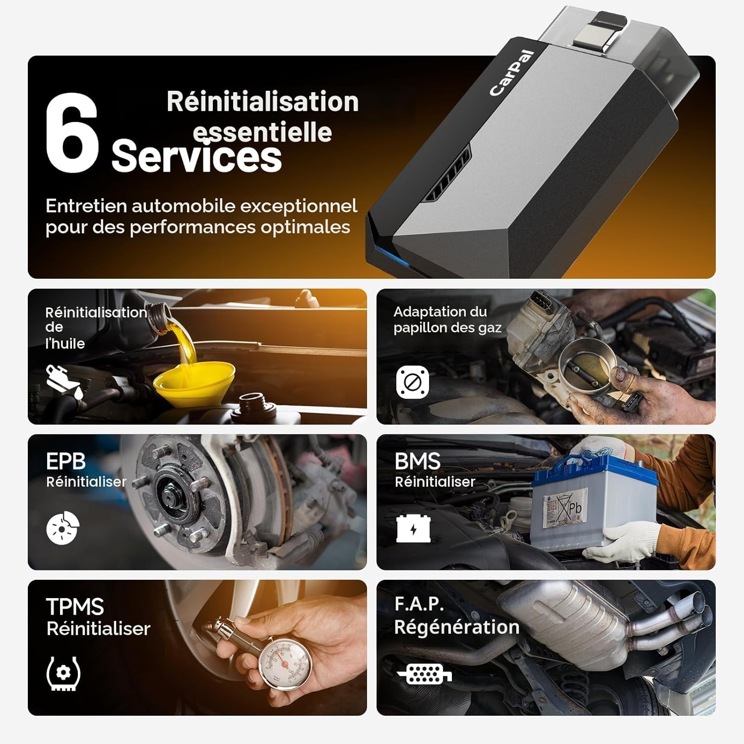 Thumbnail 4 de TOPDON Carpal-B : valise diagnostic OBD2 Bluetooth pour iOS et Android, 6 fonctions de remise à zéro
