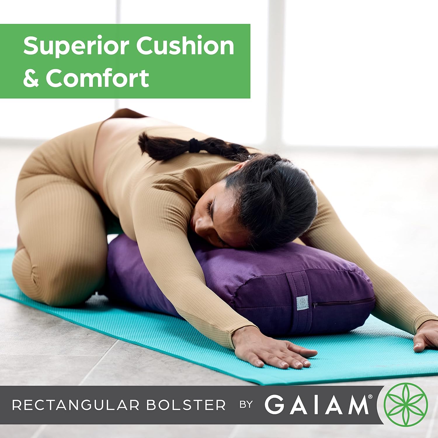 Detalle de Gaiam Round Yoga Bolster Pillow 1 for Meditation 🧘♀