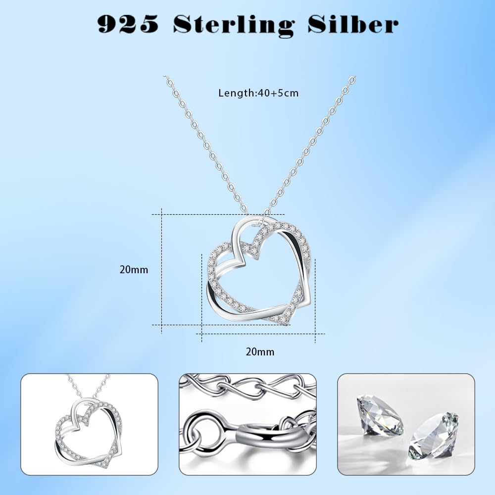 Thumbnail 5 de VANSZA Silber Kette Damen 925 Sterling Silber mit Glücksschloss-Herzen Anhänger – Schmuckbox inklusive