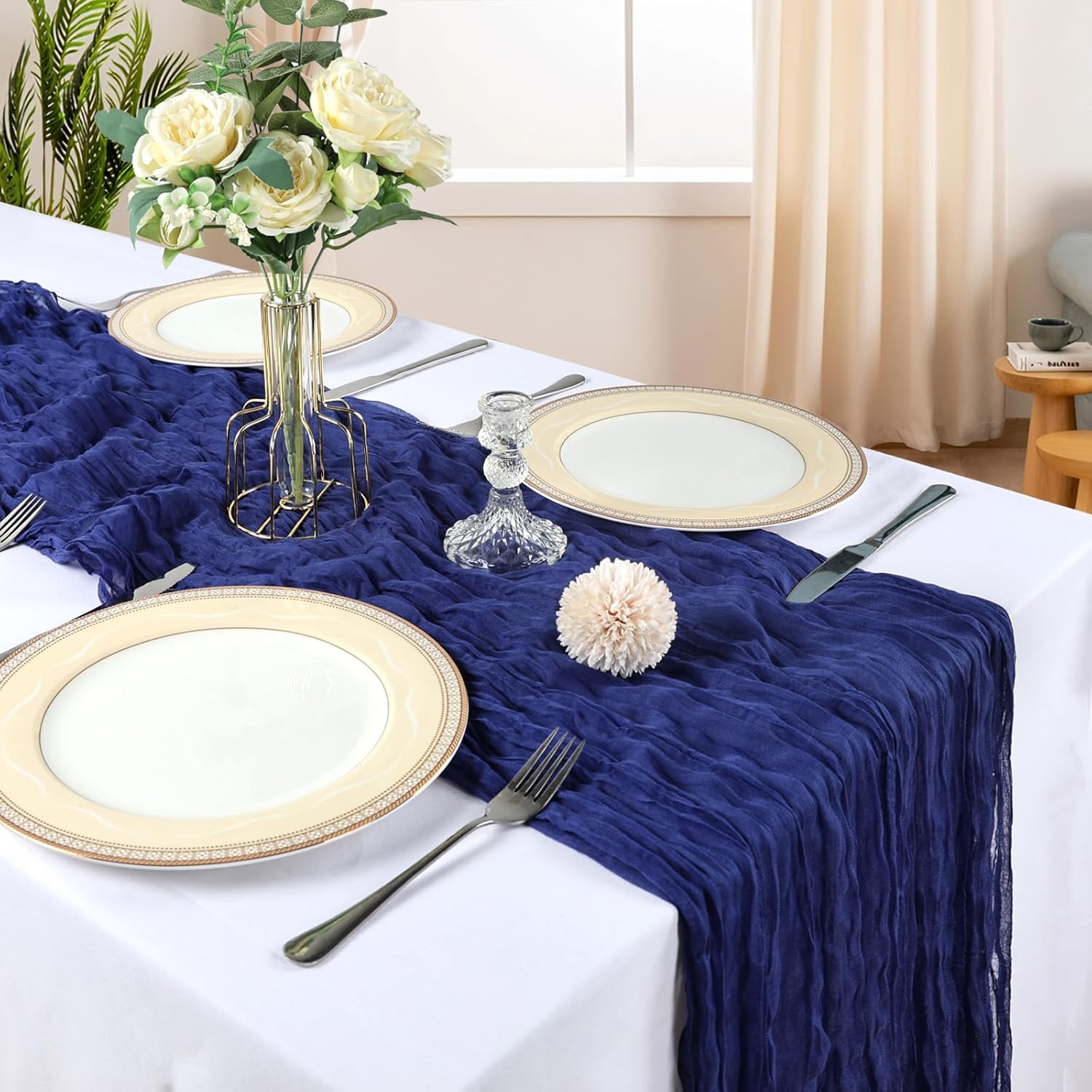 Thumbnail 1 de 12-Pack 10FT Royal Blue Cheesecloth Table Runner (120 Inch Long) for Weddings, Parties & Home Decor