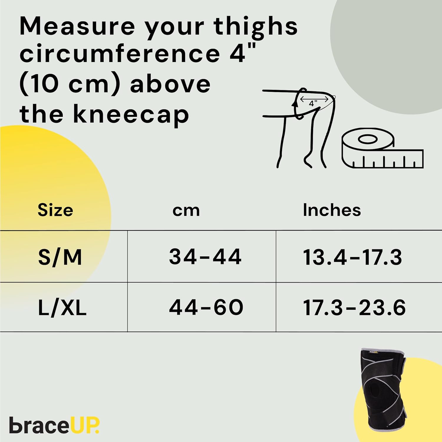 Thumbnail 5 de BraceUP Knee Support with Side Stabilizers & Patella Gel Pads (L/XL) for knee pain, arthritis & patella stability