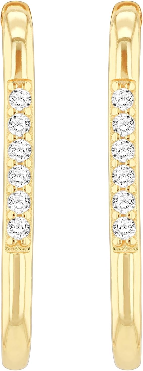 Thumbnail 4 de Amazon Essentials orecchini a cerchio rettangolare in argento sterling e oro con zirconia cubica dorata