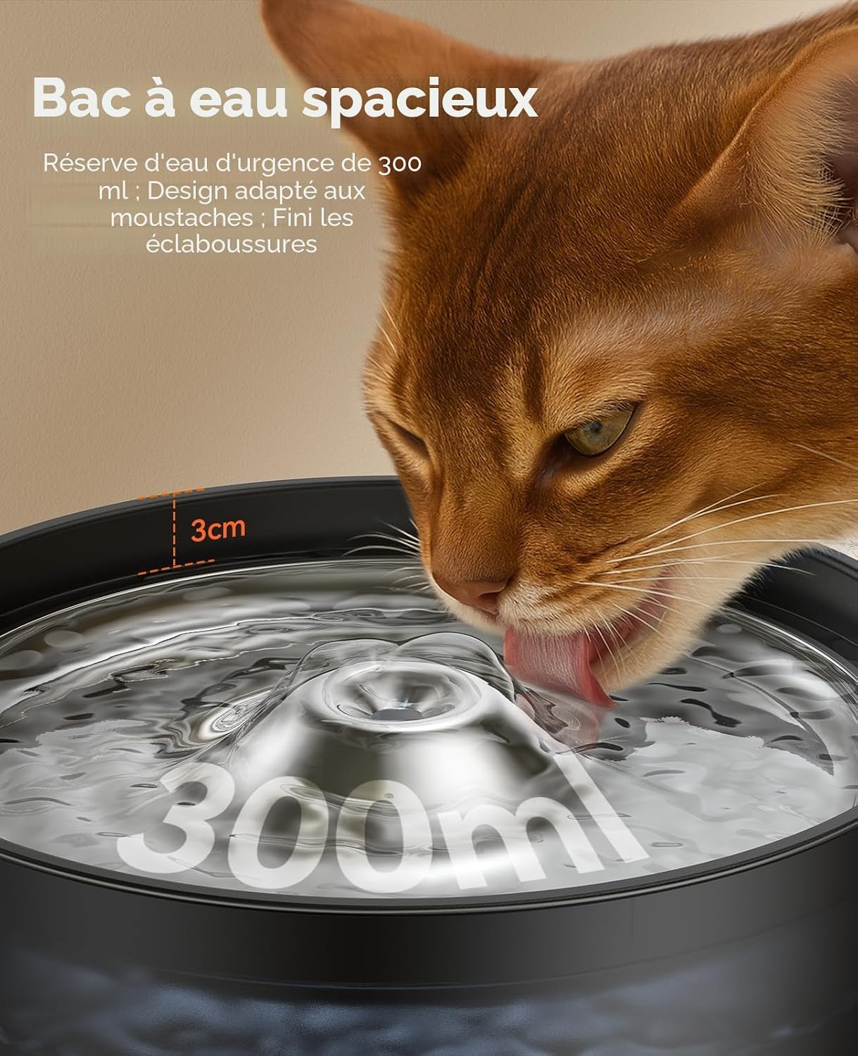 Detalle de FEELNEEDY Fontaine à Eau 3L silencieuse pour Chats — Distributeur Automatique