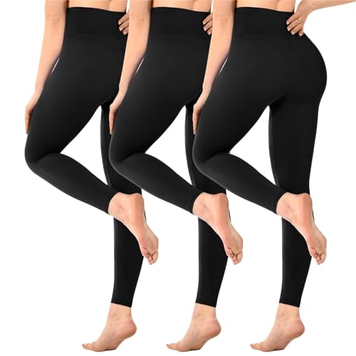 Detalle de SINOPHANT High-Waisted Leggings, 3-Pack in Black, 3XL