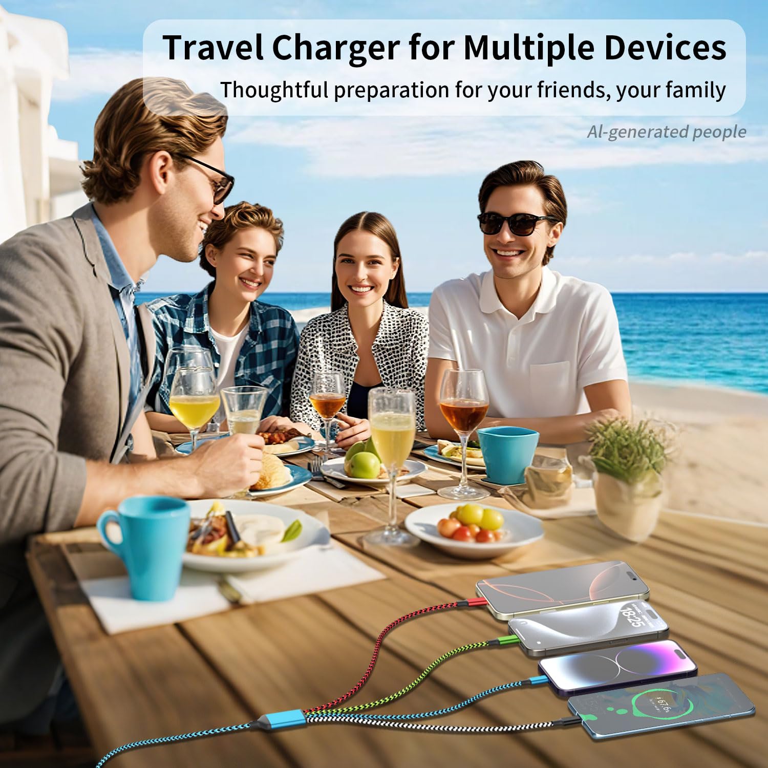 Thumbnail 2 de 4 in 2 Multi Charging Cable: 2-Pack, 5 ft Universal USB A/C Cables with Dual USB-C Ports