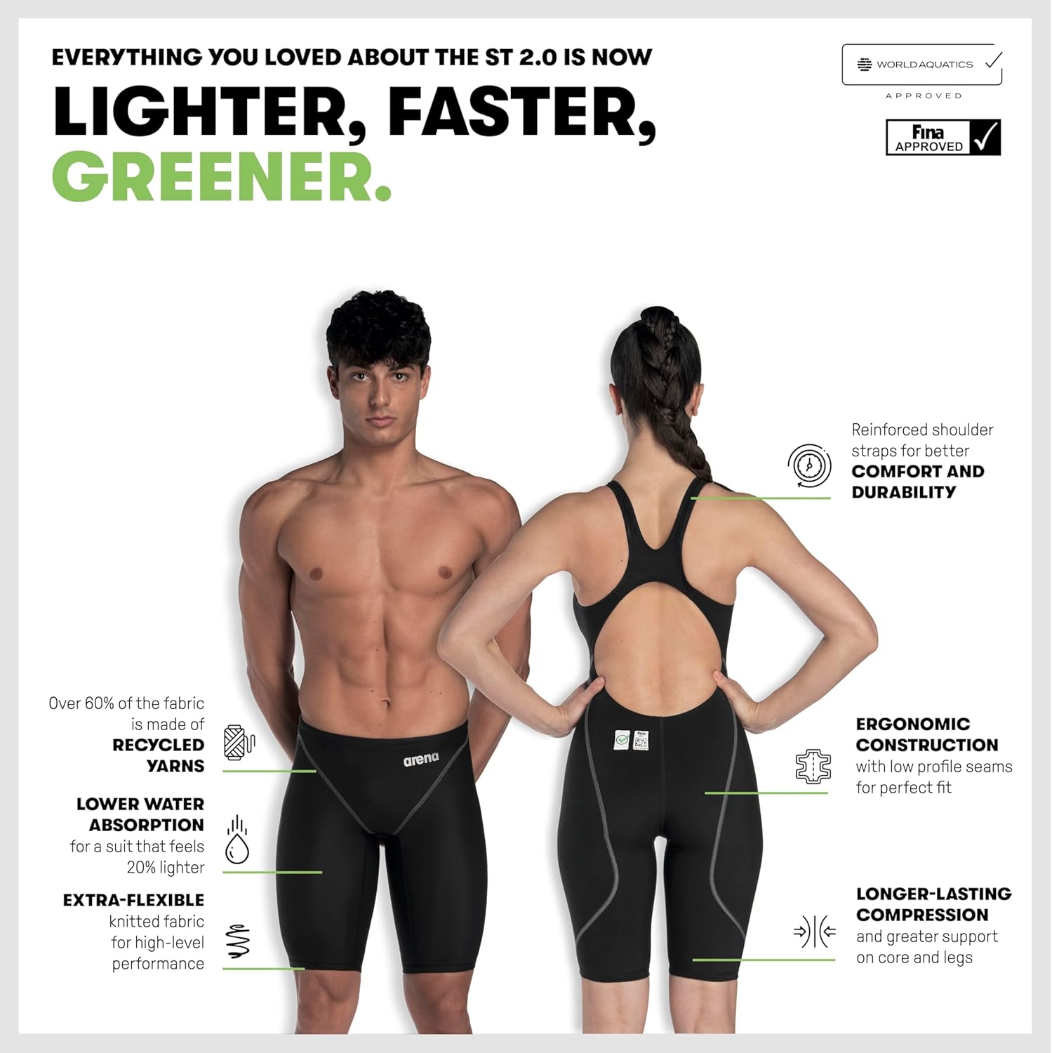 Thumbnail 5 de Arena Powerskin ST Next: Maillot de bain une pièce pour garçon, approuvé FINA, tissu recyclé