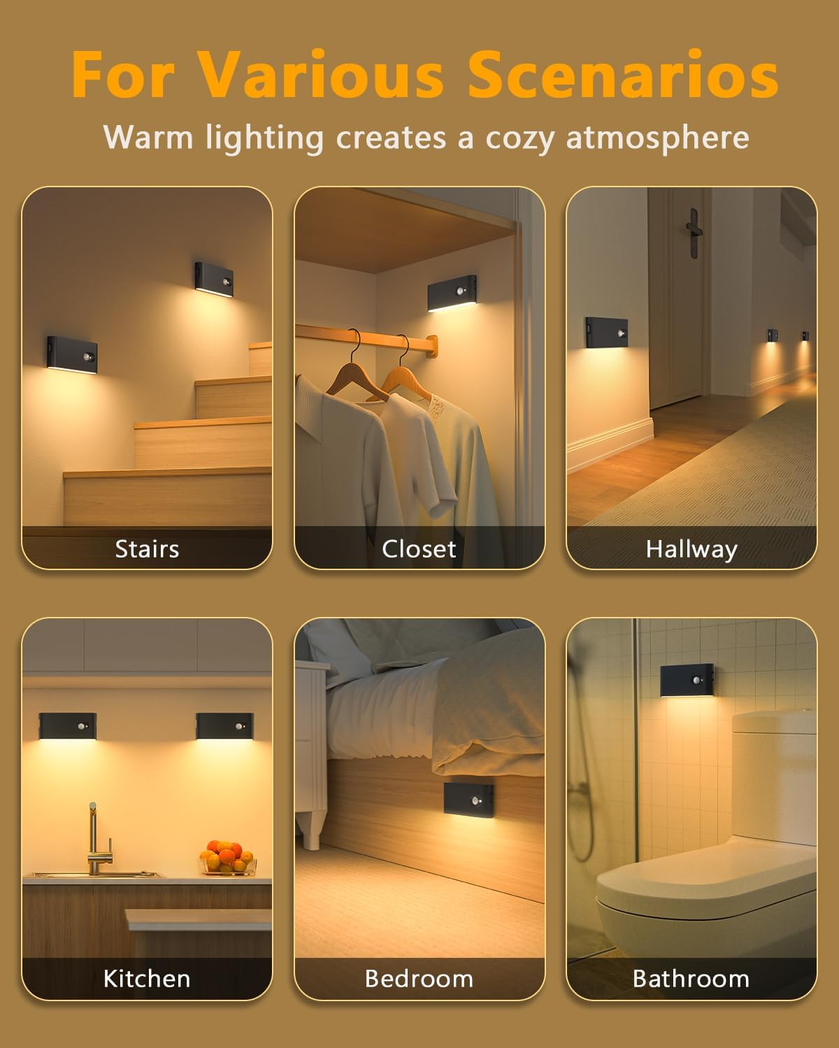 Thumbnail 1 de WILLED LED-Nachtlicht mit Bewegungsmelder (4er-Set) – aufladbare USB-Treppenlichter mit 3 Modi