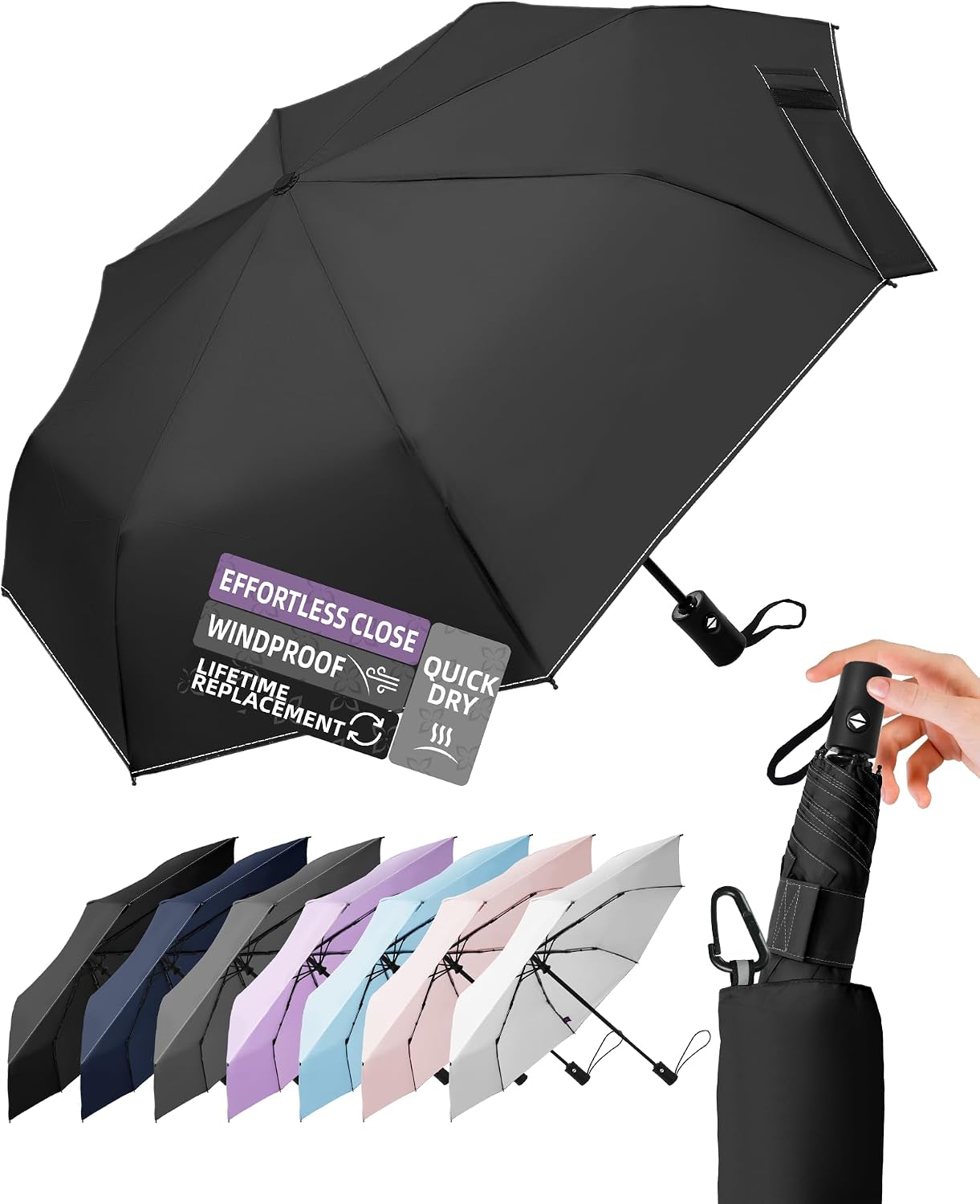 Imagen de LILAC Windproof Automatic Umbrella, Strong 7 Ribs Compact Travel Brolly en OfertitasTOP