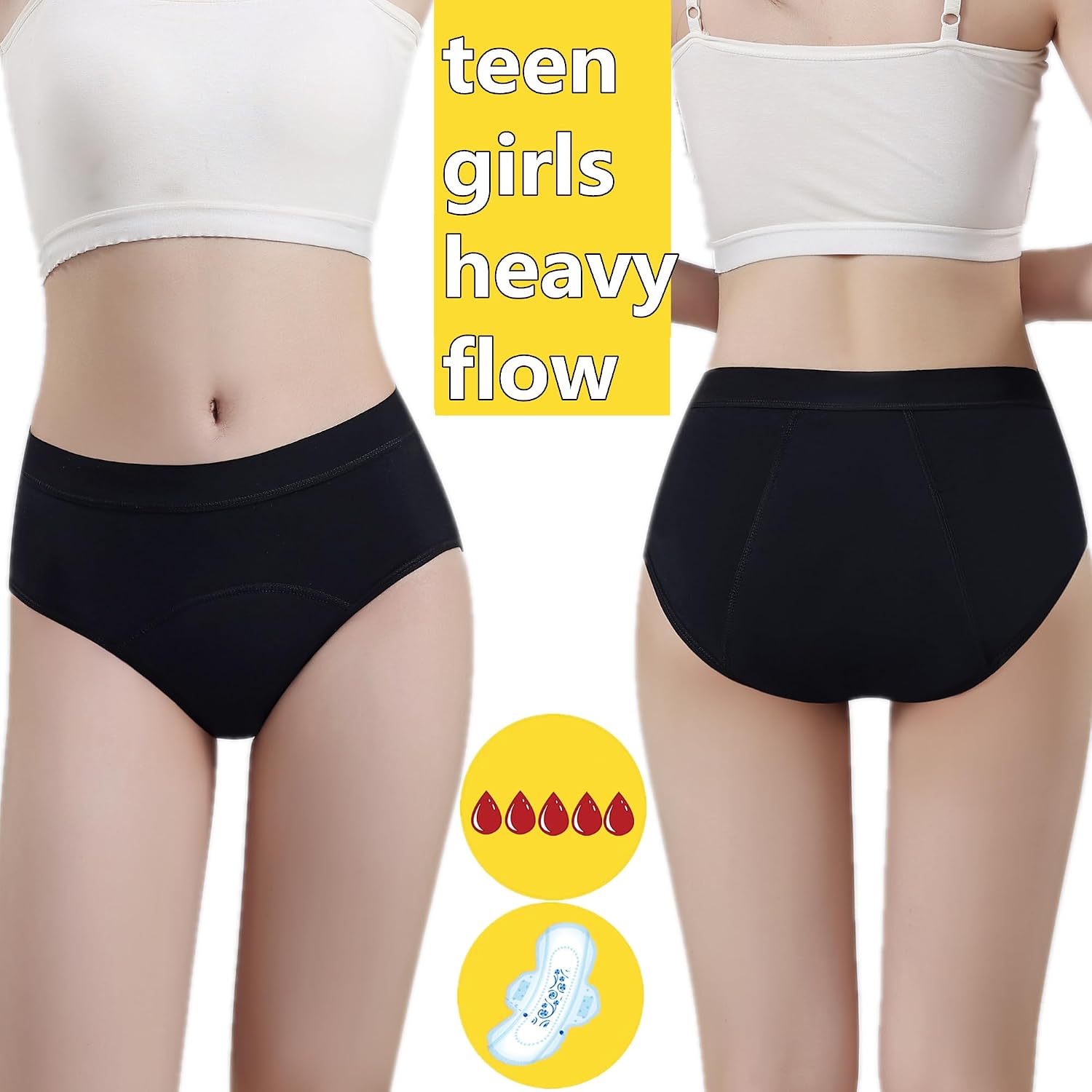 Thumbnail 1 de ZVZK Period Pants Heavy Flow (30ML) Girls absorb cotton knickers, mid/high waist hipster