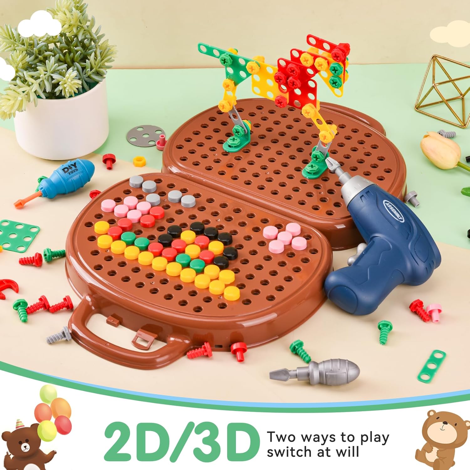 Thumbnail 4 de DAOUZL Giocattoli Montessori: Scatola Giocattolo con Trapano Elettrico e Kit Attrezzi per Bambini 3–12 Anni