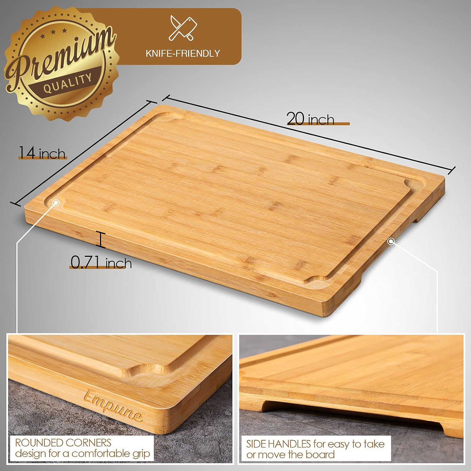 Detalle 2 de Empune 2XLarge Bamboo Cutting Board 20" 🍽