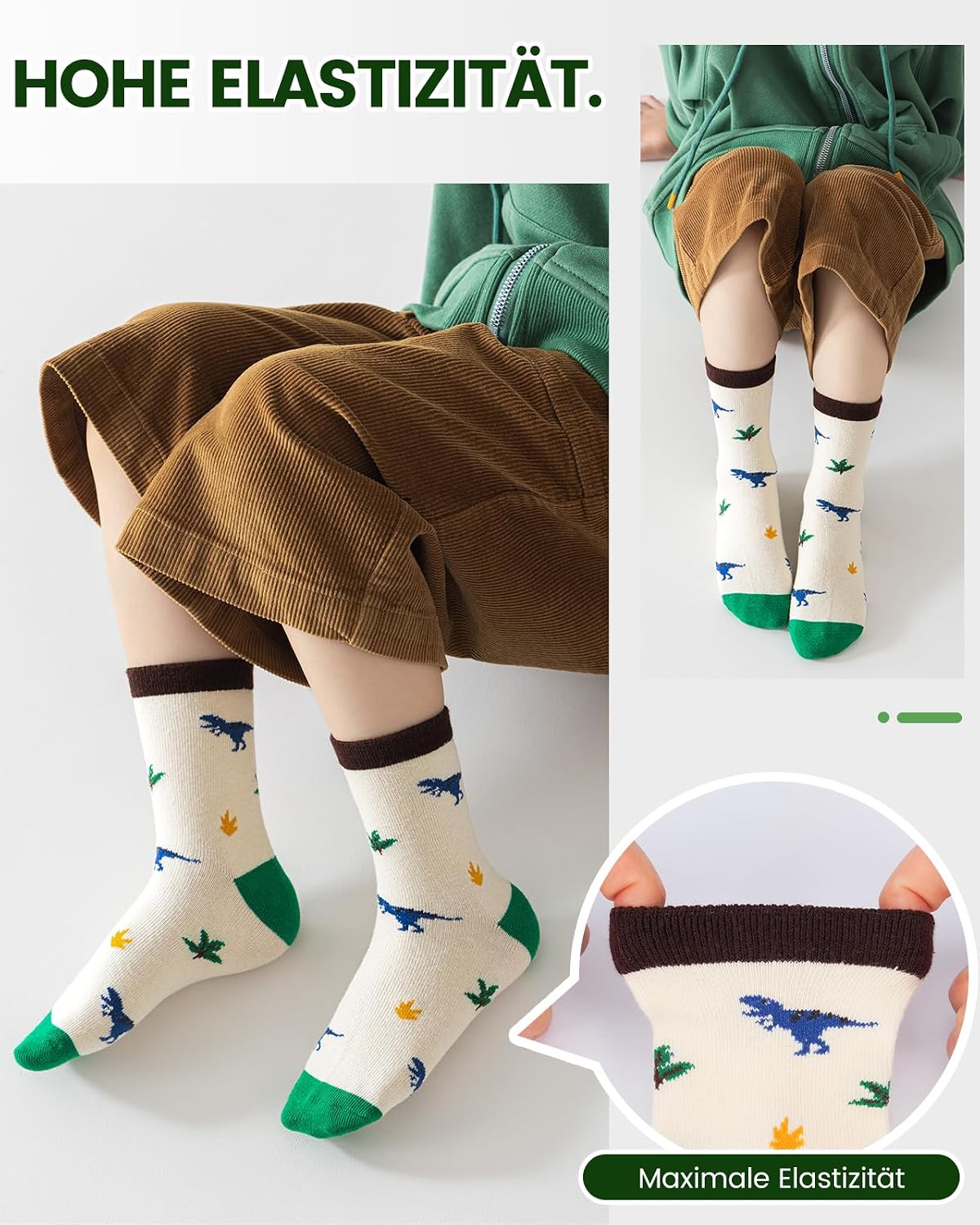 Thumbnail 6 de Kyopp 10 Paar Kinder-Socken (Mädchen & Jungen) – klassische Crew Socks aus Baumwolle mit lustigen Mustern