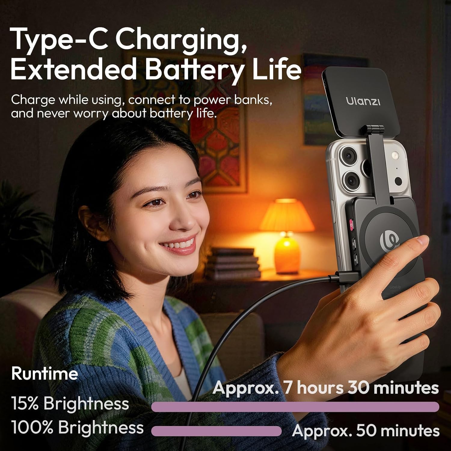Thumbnail 6 de ULANZI GL01 Magnetic Phone Light, Dual-Sided LED, 410 Lux, USB-C