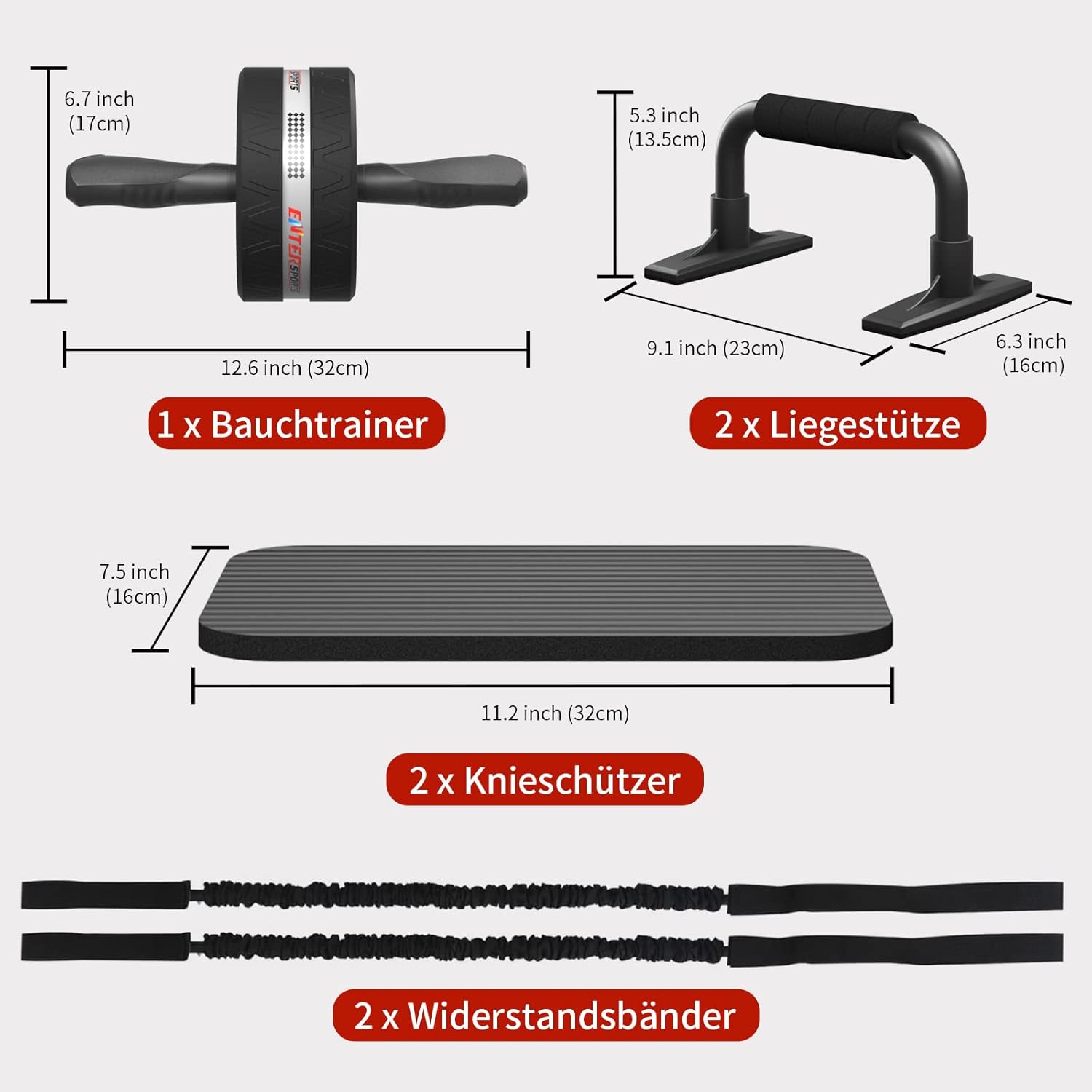 Thumbnail 3 de EnterSports Bauchroller, Bauchmuskeltrainer, Bauchmuskelroller mit Zwei Kniematte, Bauchrad Für Bauchmuskeltraining, Bauchtrainer für Zuhause, Geeignet für Anfänger, Fortgeschrittene und Profis