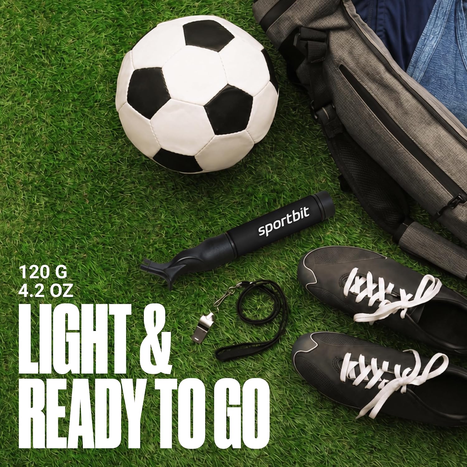 Detalle de SPORTBIT Ball Pump for Sports Balls with Push & Pull Inflation — Includes 5 Needles