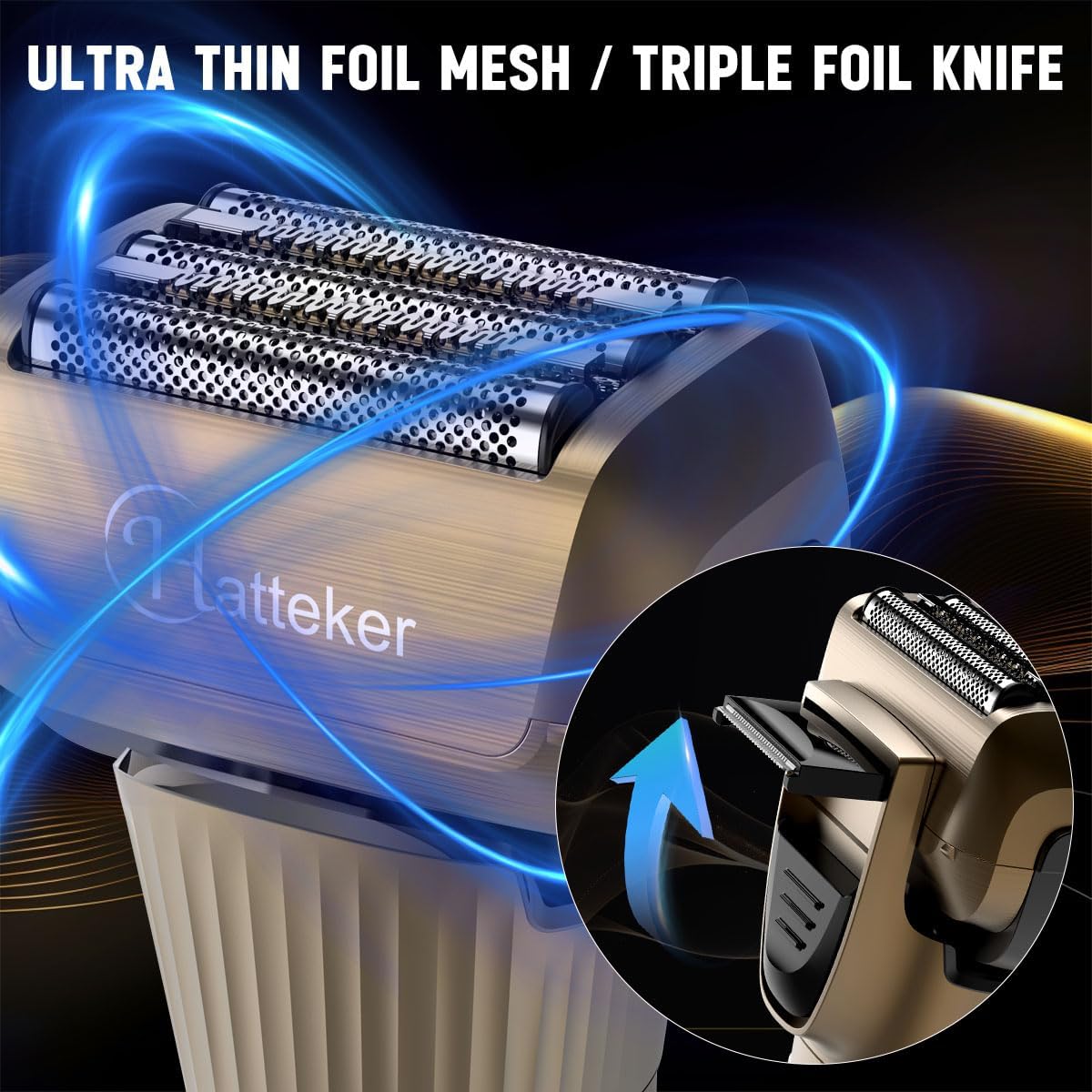 Detalle 2 de Hatteker Foil Shaver Electric Razor & T-Blade Trimmer 2‑in‑1