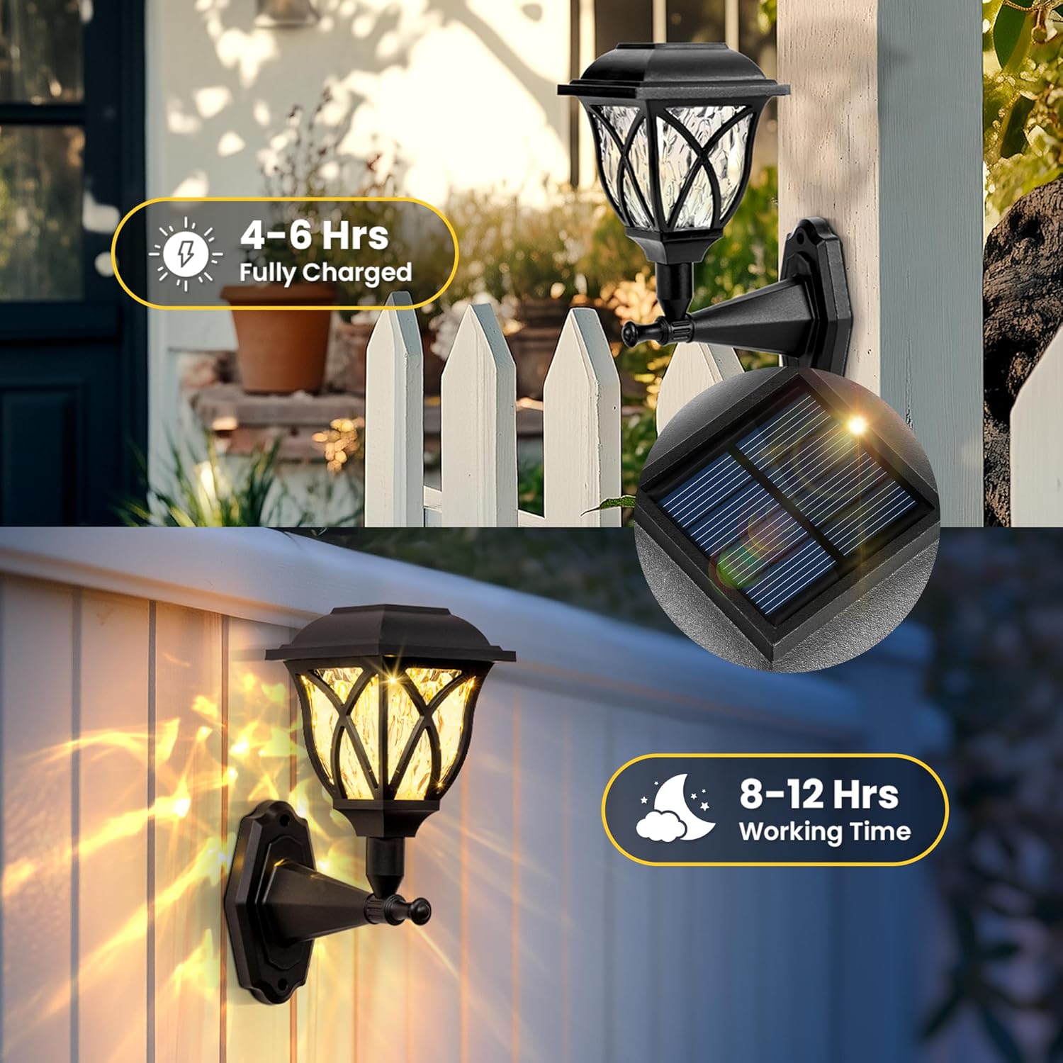 Thumbnail 1 de Solpex solar outdoor wall lights (4-pack) with warm white glow and waterproof design