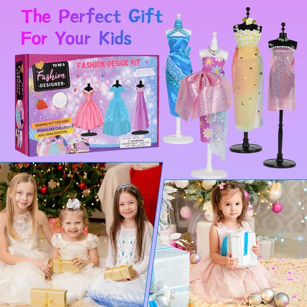 Detalle de Aomig Kit di design per ragazze con 4 manichini e oltre 600 pezzi da cucito