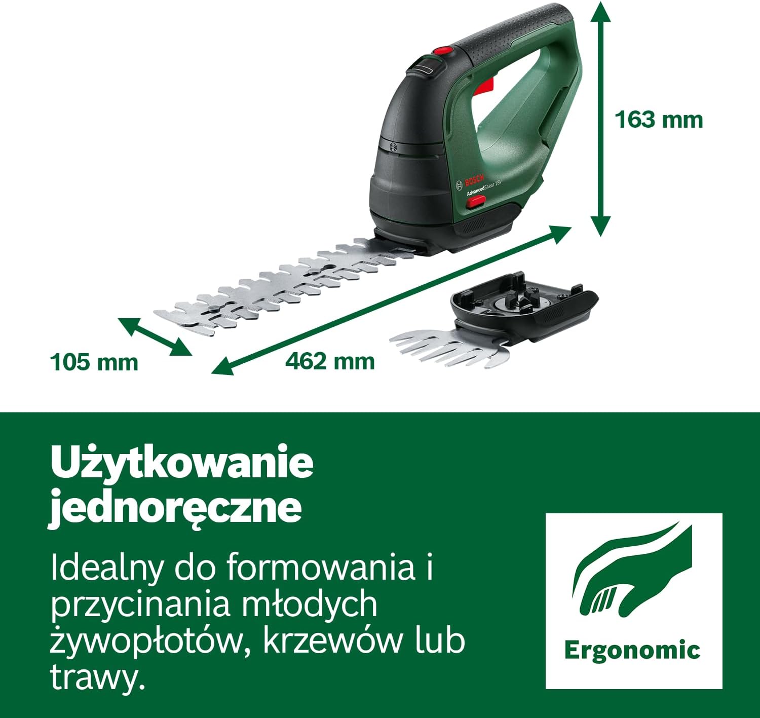 Thumbnail 6 de Bosch AdvancedShear 18V-10 – akumulatorowe nożyce do trawy i krzewów, 2 ostrza