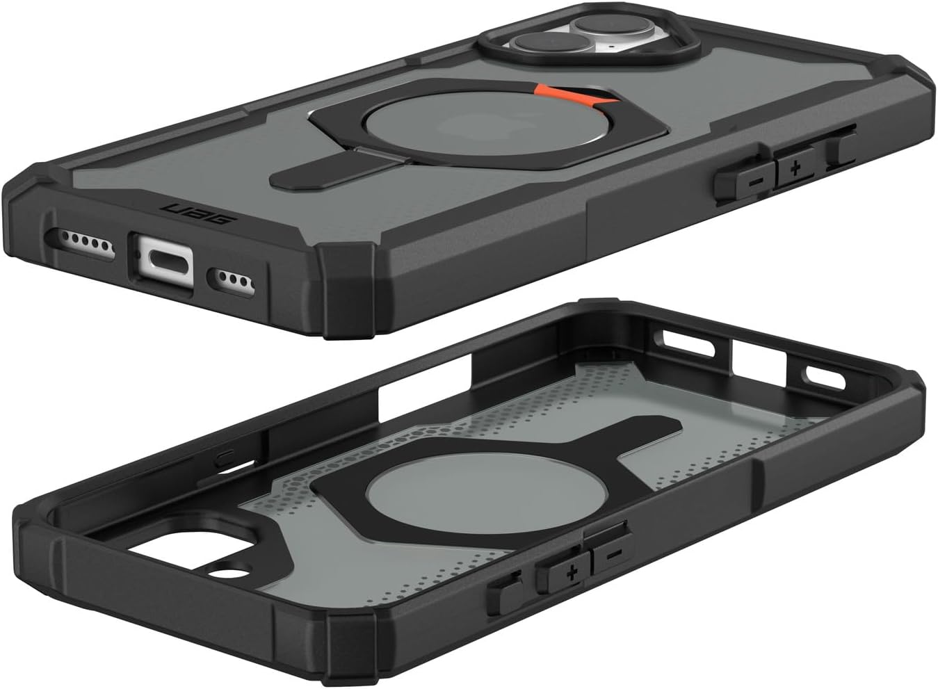 Detalle 2 de URBAN ARMOR GEAR PLASMA XTE iPhone 16 Plusケース MagSafe対応・一体型スタンド付き ブラック/オレンジ UAG-IPH24LB-TXM-B/O